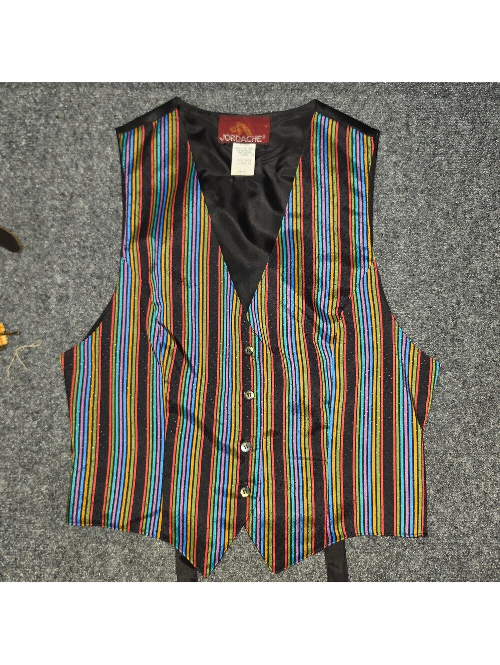 VS29. Vintage 80s Jordache rainbow striped tailored waistcoat vest S
